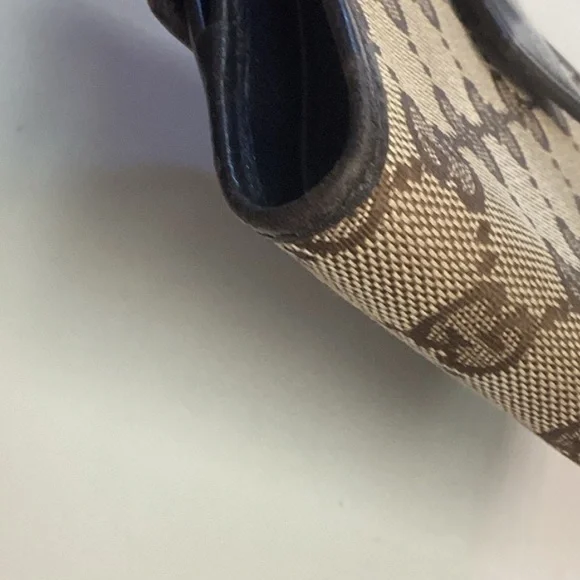 🦋 Authentic Gucci🦋Brown and Tan Logo Wallet Signature Canvas UNISEX Double EUC - Picture 7 of 12